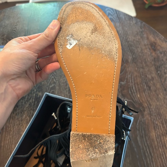 Prada Calzature Donna sandals, black. Fringe and Fun! - Picture 6 of 10